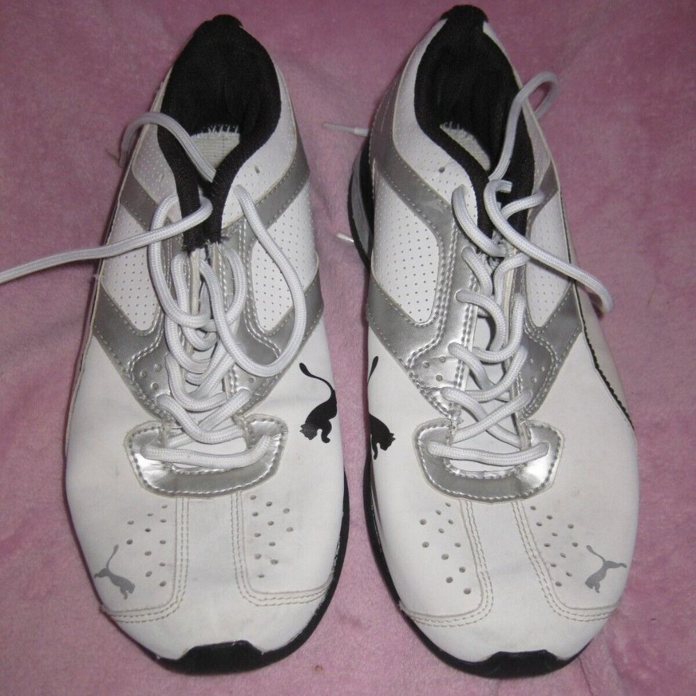 Men's Puma Size 8 White/Black/Silver Running Shoes/Sneakers